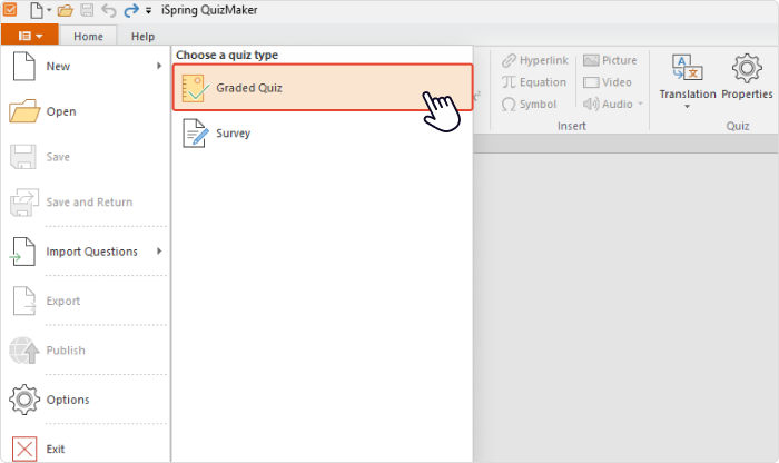 إنشاء اختبار متدرج جديد متعدد الخيارات في iSpring QuizMaker إنشاء اختبار متدرج جديد متعدد الخيارات في iSpring QuizMaker