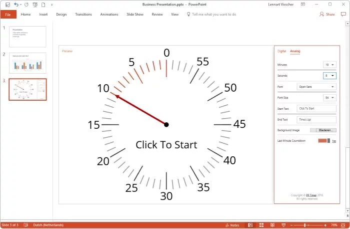 الوظيفة الإضافية PP Timer الخاصة بـPowerPoint