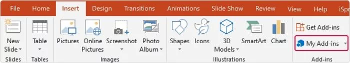 شريط الأدوات على PowerPoint