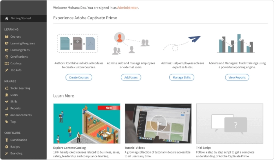 منصة التعلم الإلكتروني Adobe Captivate Prime منصة التعلم الإلكتروني Adobe Captivate Prime